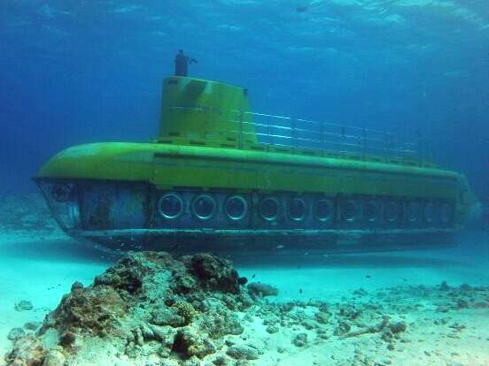 ダイビング中に観光潜水艦が！