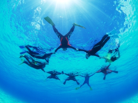 水面休息中に撮ってくれました！恐るべし魚眼レンズ！